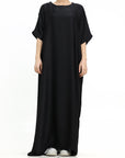 Black Short Sleeve Slip Dress