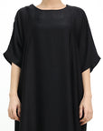 Black Short Sleeve Slip Dress
