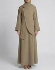 Asymmetric Modest Jacket & Skirt Co-ord - Taupe