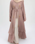 Peach Blossom Frill Open Abaya (Pre-order Despatch November 20th 2025)