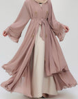 Peach Blossom Frill Open Abaya (Pre-order Despatch November 20th 2025)