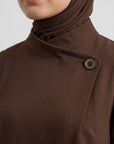 Asymmetric Modest Jacket & Skirt Co-ord - Chocolate Brown