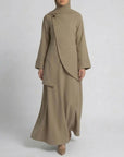 Asymmetric Modest Jacket & Skirt Co-ord - Taupe