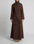 Asymmetric Modest Jacket & Skirt Co-ord - Chocolate Brown