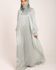 Sage Green Organza Pleated Dress