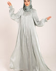 Sage Green Organza Pleated Dress