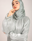 Sage Green Organza Pleated Dress