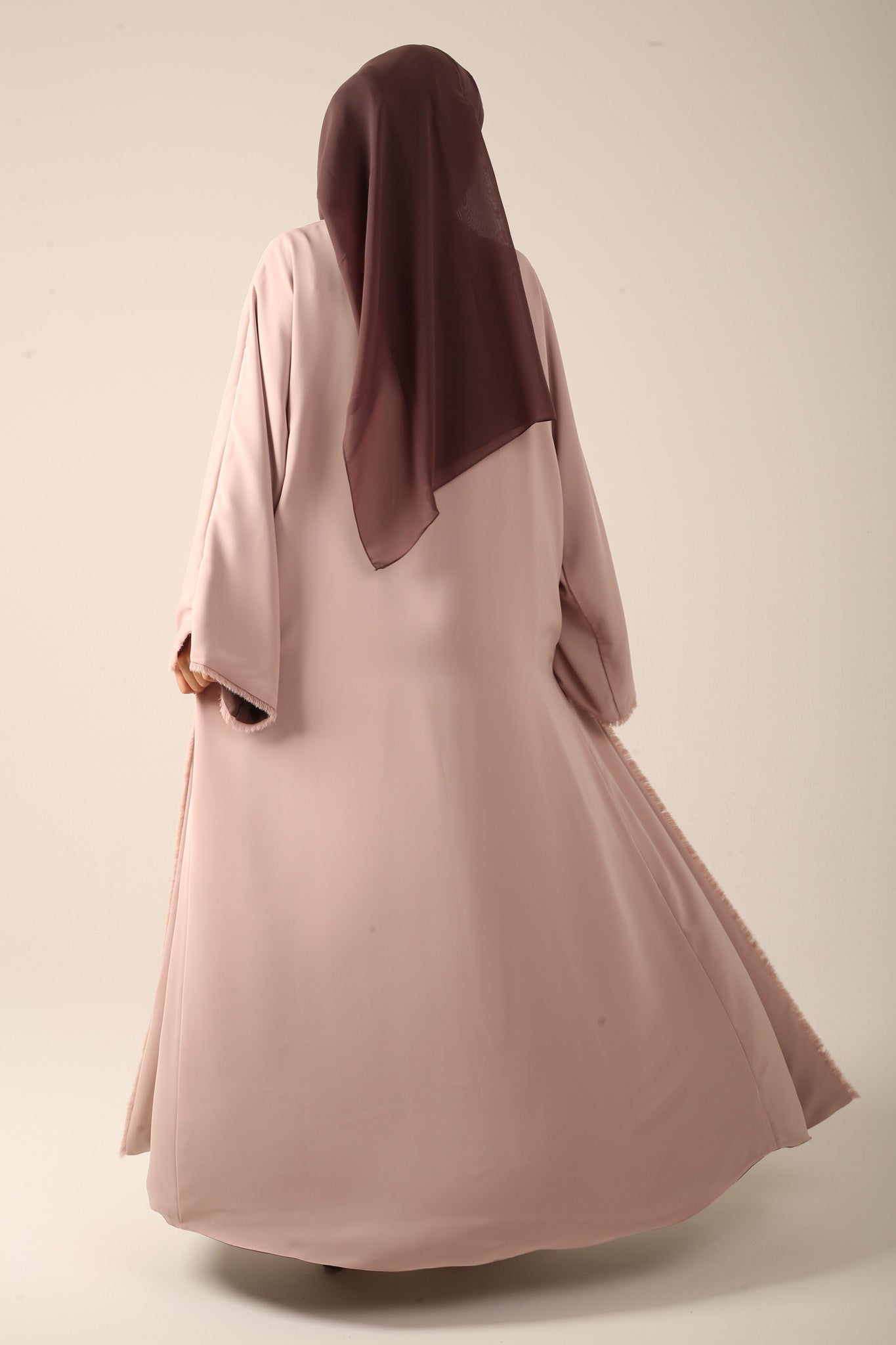 Frayed Elegance Reversible Abaya - Mocha