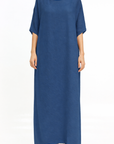Blue Short Sleeve Slip Dress