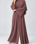 Elara Embellished Chiffon Abaya - Dusty Mauve