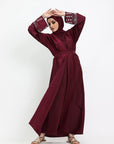 Maroon Four Piece Hand Embellished Abaya