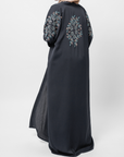 Premium Navy Blue Hand Embellished Open Abaya
