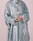 Ocean Mist Closed Butterfly Abaya With Stone Work