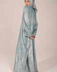 Ocean Mist Closed Butterfly Abaya With Stone Work