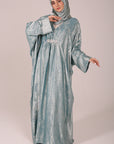 Ocean Mist Closed Butterfly Abaya With Stone Work