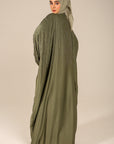 Olive Green Embellished Satin Farasha
