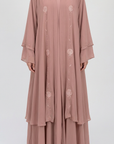 Peach Blossom Frill Open Abaya