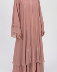 Peach Blossom Frill Open Abaya