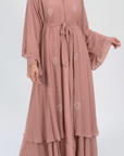 Peach Blossom Frill Open Abaya