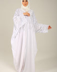White Embellished Satin Farasha