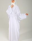 White Embellished Satin Farasha