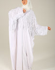 White Embellished Satin Farasha