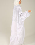 White Embellished Satin Farasha