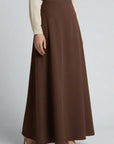Asymmetric Modest Jacket & Skirt Co-ord - Chocolate Brown