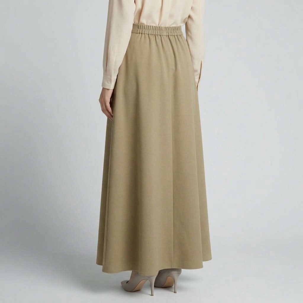 Asymmetric Modest Jacket &amp; Skirt Co-ord - Taupe