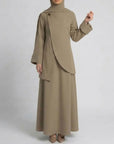 Asymmetric Modest Jacket & Skirt Co-ord - Taupe