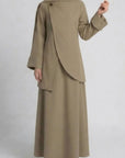 Asymmetric Modest Jacket & Skirt Co-ord - Taupe