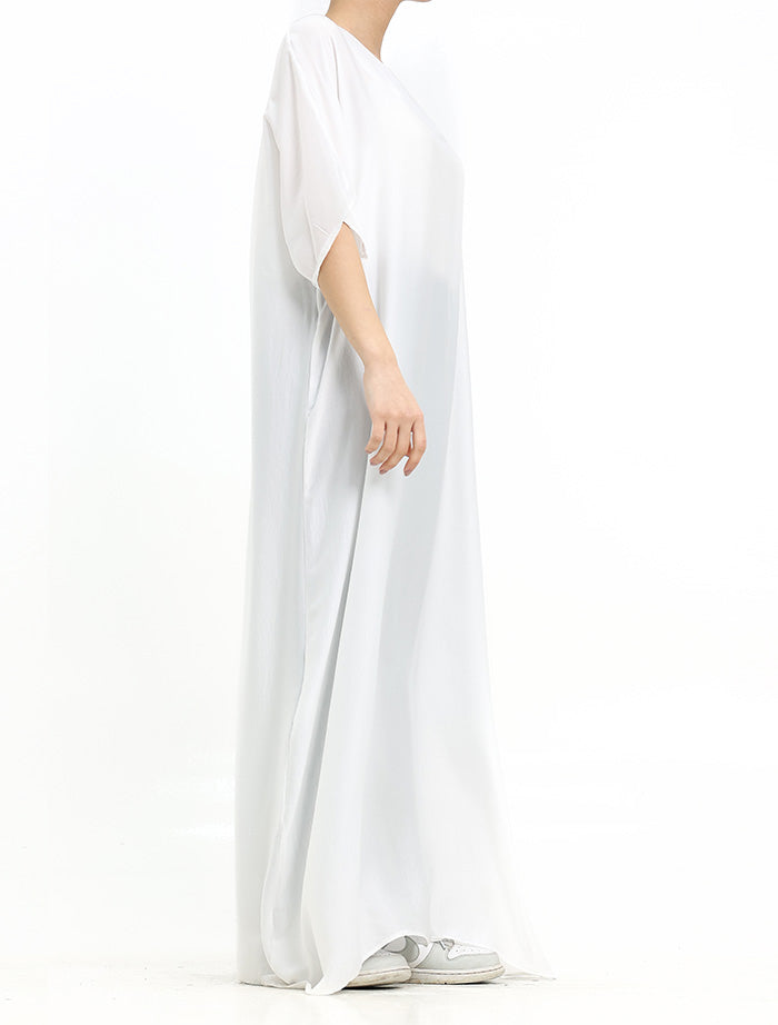 Off-White Short Sleeve Slip Dress