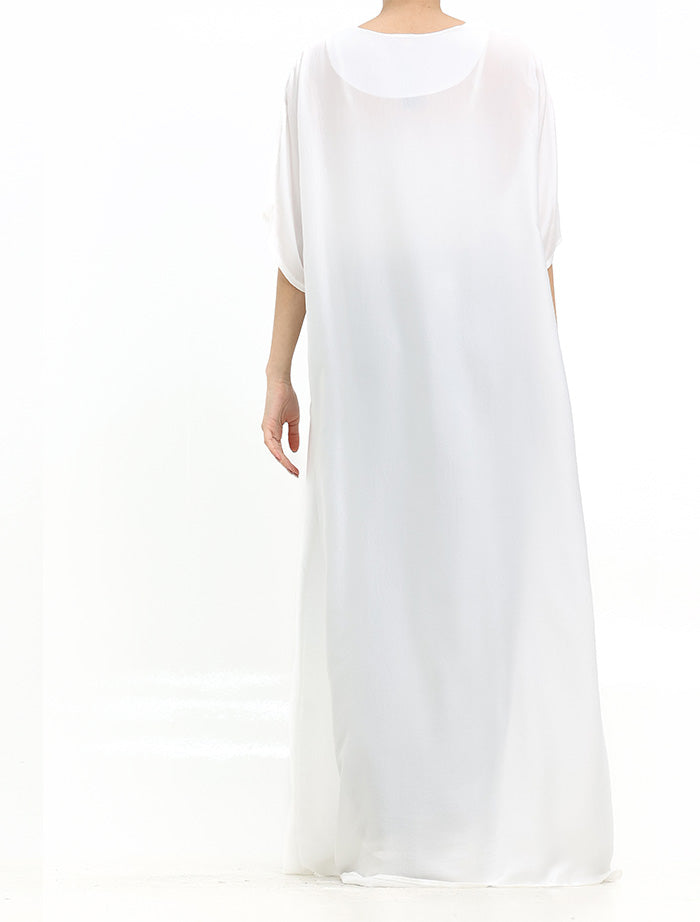 Off-White Short Sleeve Slip Dress