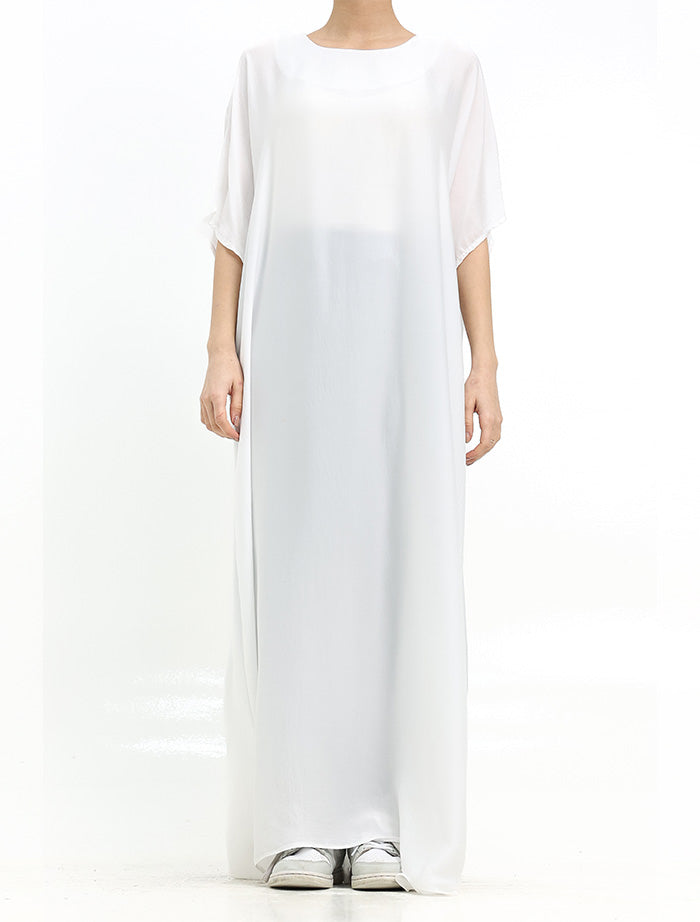 Off-White Short Sleeve Slip Dress