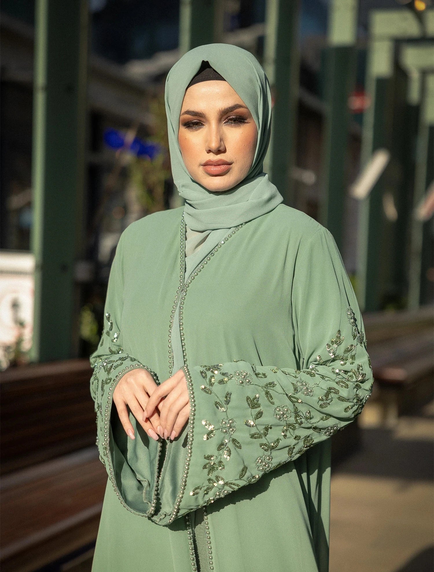 Limited Edition, Sage Green Kimono Abaya