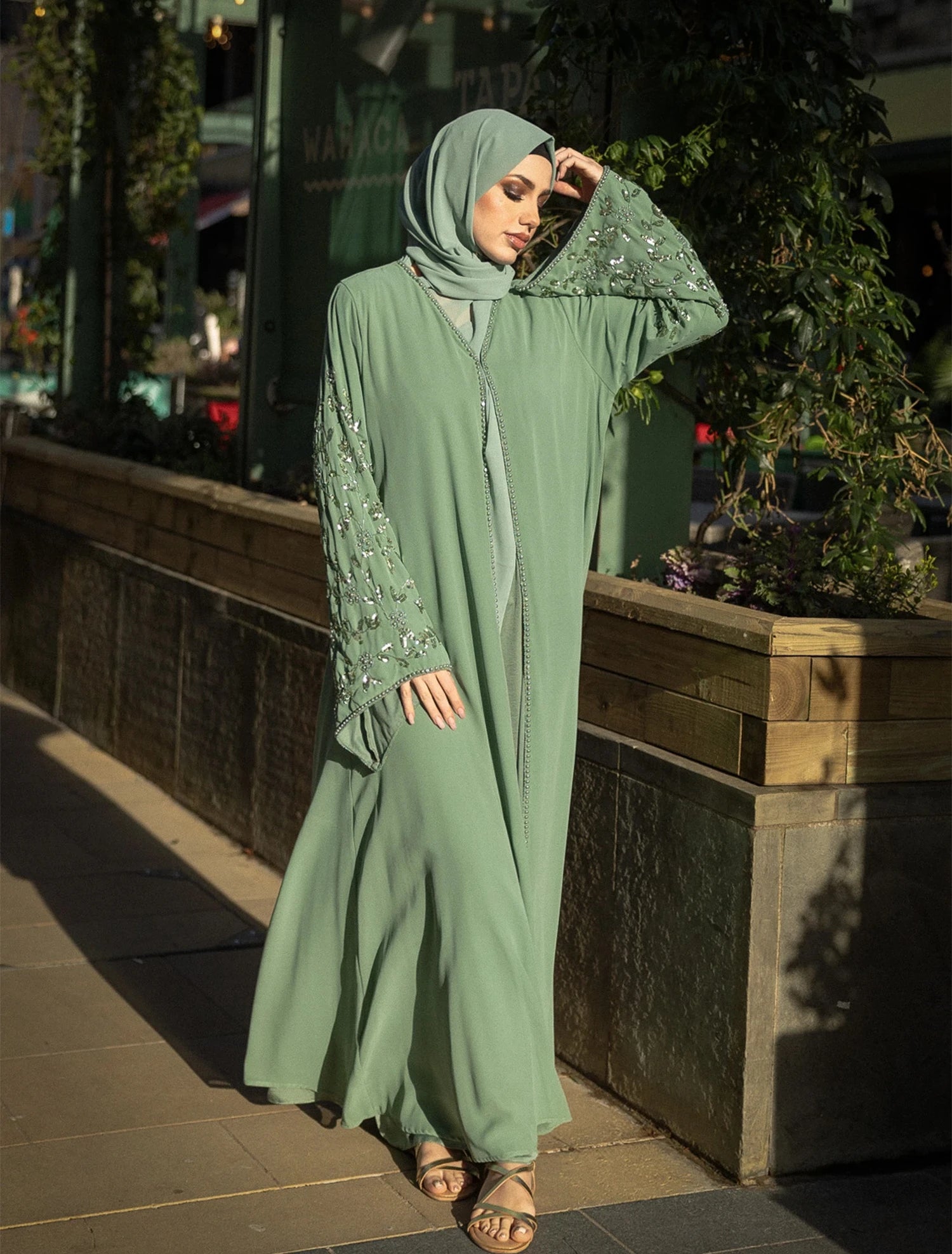 Limited Edition, Sage Green Kimono Abaya