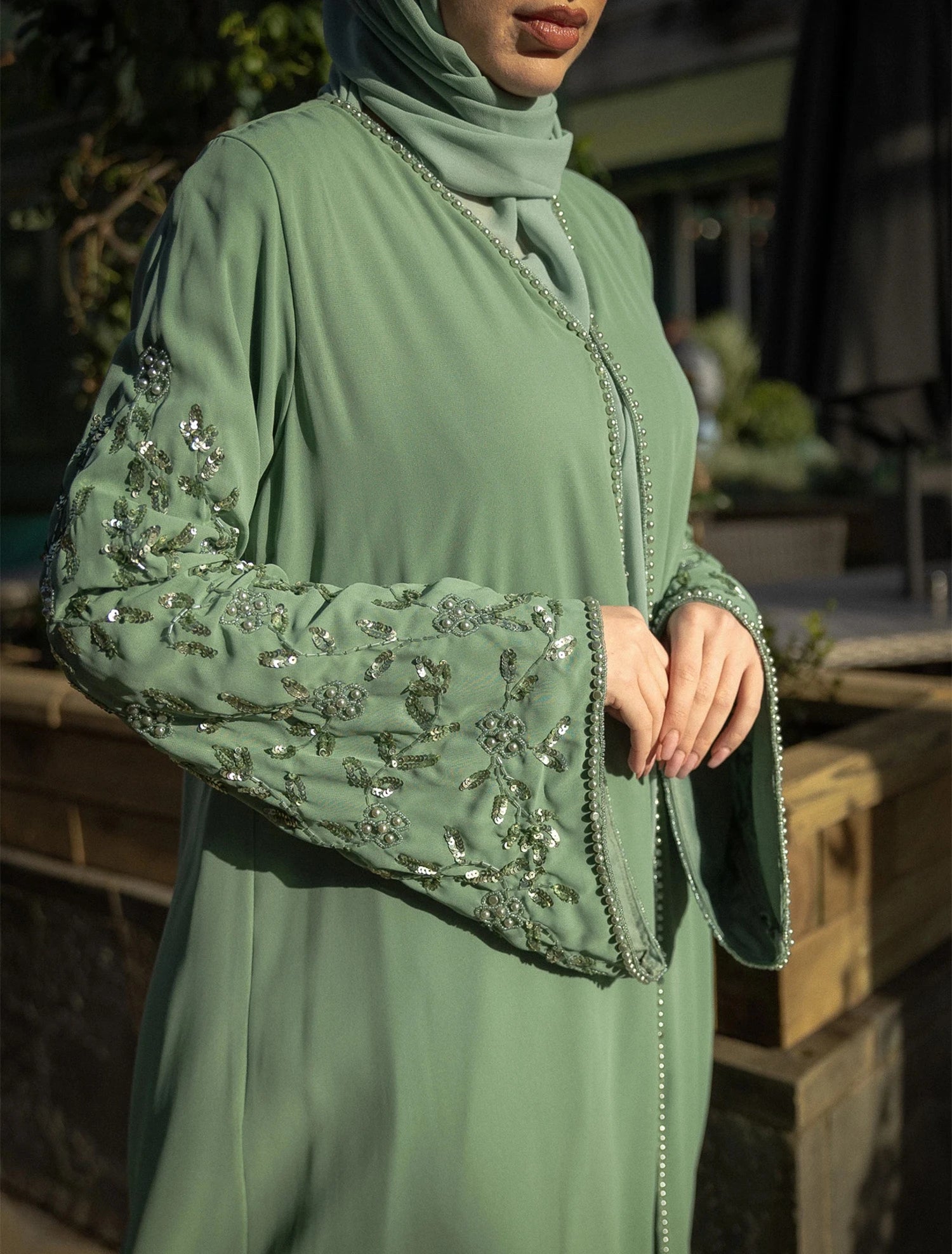 Limited Edition, Sage Green Kimono Abaya