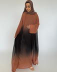 Brown Ombre Glitter Chiffon Open Abaya