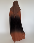 Brown Ombre Glitter Chiffon Open Abaya