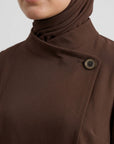 Asymmetric Modest Jacket & Skirt Co-ord - Chocolate Brown