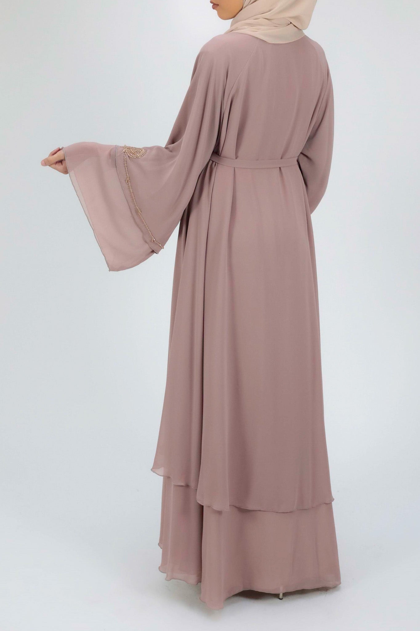 Peach Blossom Frill Open Abaya (Pre-order Despatch November 20th 2025)