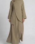 Asymmetric Modest Jacket & Skirt Co-ord - Taupe