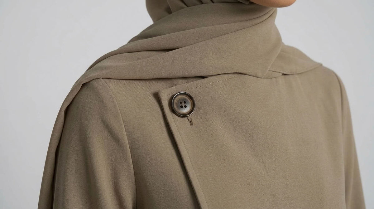 Asymmetric Modest Jacket &amp; Skirt Co-ord - Taupe