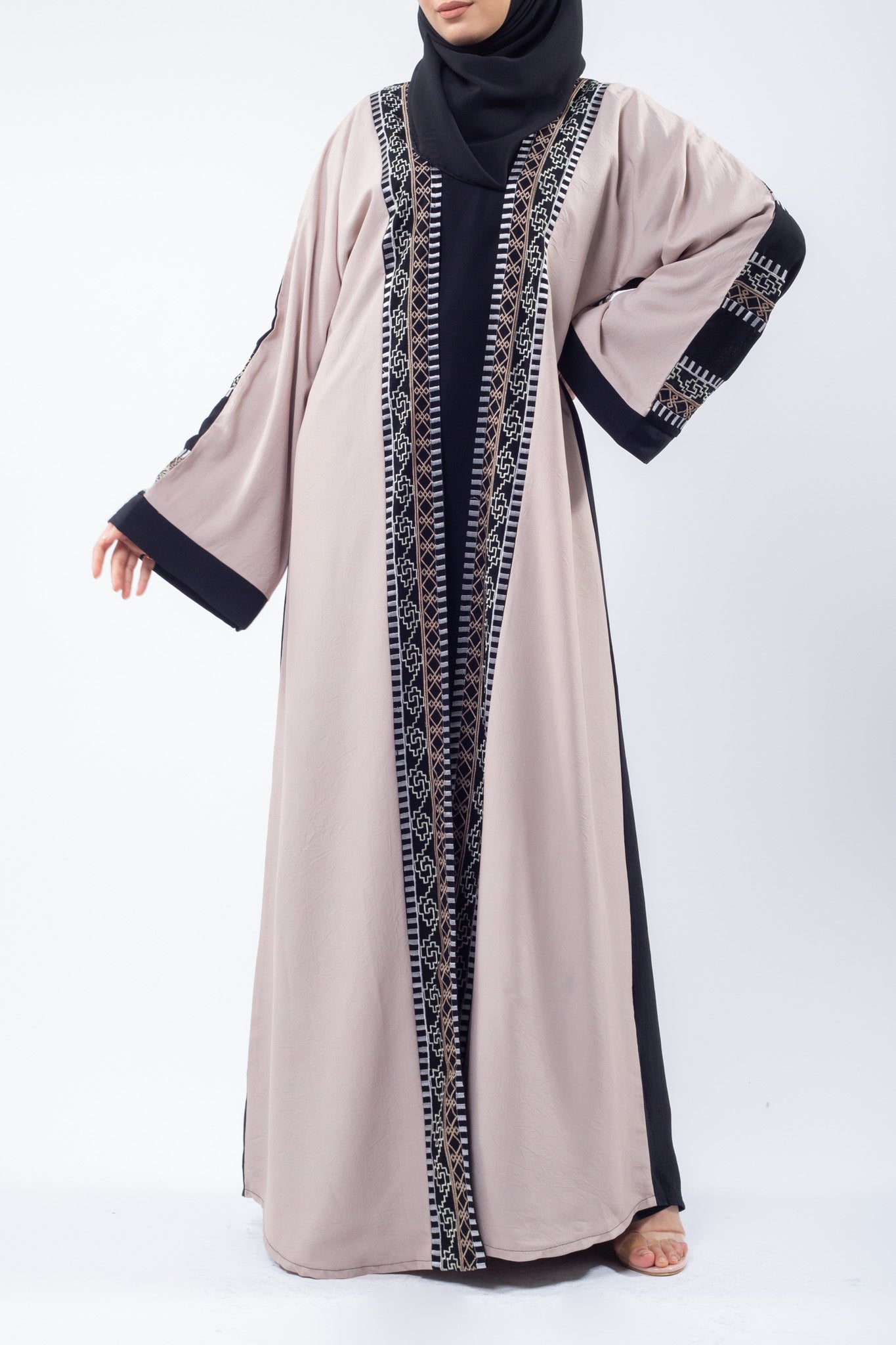 Dual Tone Aztec Print Co-Ord Open Abaya (Pre-order Despatch November 20th 2025)