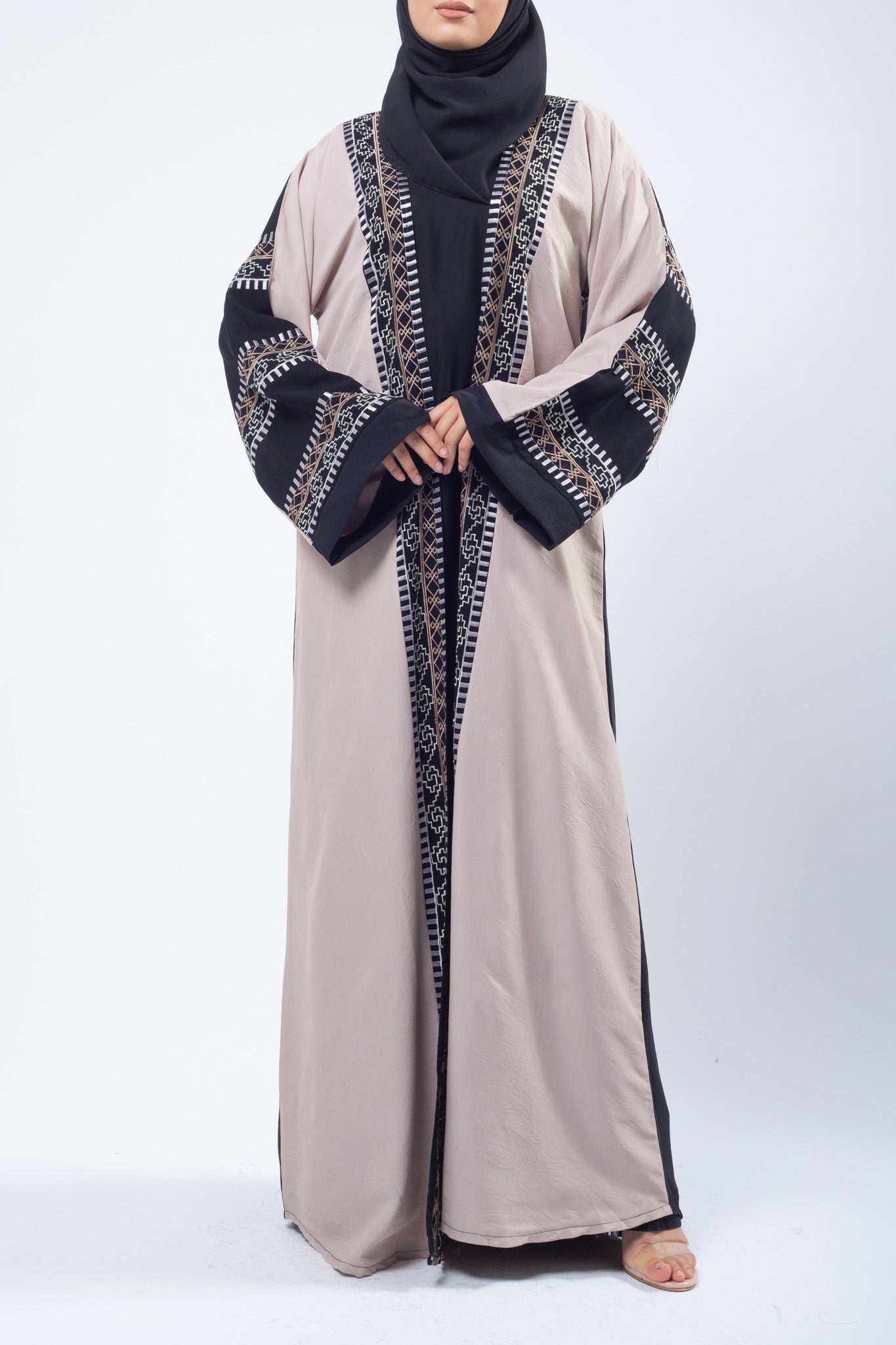 Dual Tone Aztec Print Co-Ord Open Abaya (Pre-order Despatch November 20th 2025)