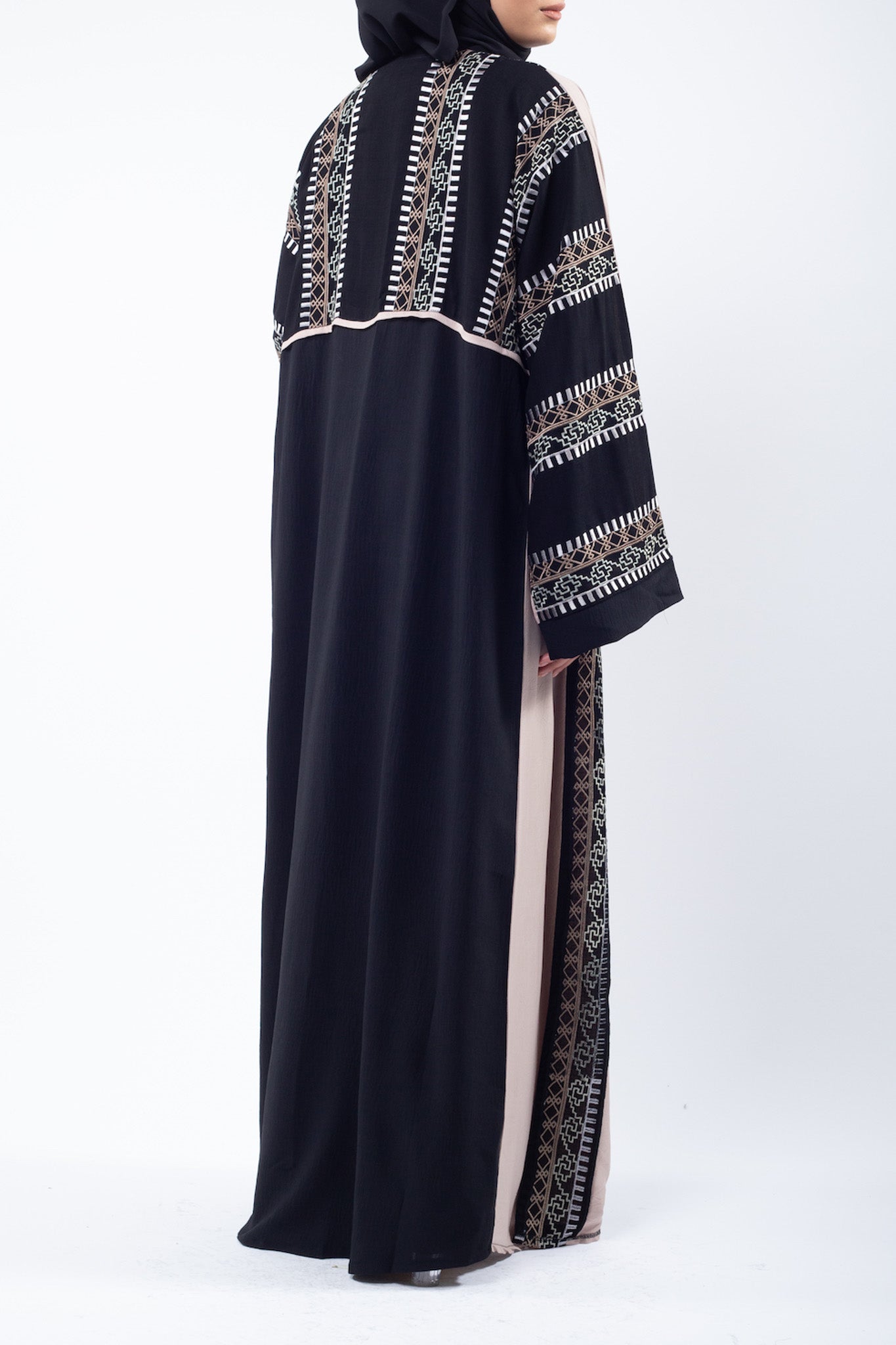 Dual Tone Aztec Print Co-Ord Open Abaya (Pre-order Despatch November 20th 2025)