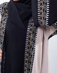 Dual Tone Aztec Print Co-Ord Open Abaya (Pre-order Despatch November 20th 2025)