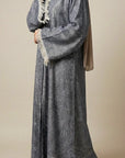 Blue Pashmina Frayed Open Abaya