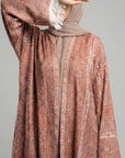 Burnt Orange Pashmina Frayed Open Abaya