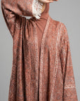 Burnt Orange Pashmina Frayed Open Abaya